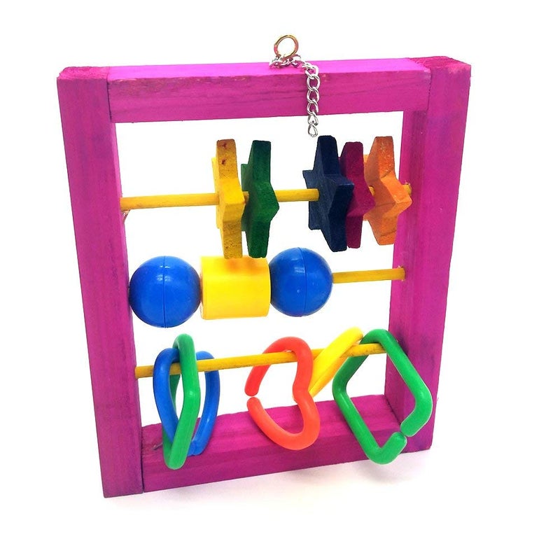 Litewoo Pet Bird Parrot Intellective Toy Multicolor Intelligence Training Development Abacus Chew Toy for Macaw African Greys Budgies Parakeet Cockatiels Cage Hanging Chewing Toy (Random Color) - Image 3